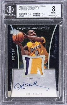 2004-05 UD Exquisite Collection "Patches Autographs" #KB Kobe Bryant Signed Game Used Patch Card (#003/100) – BGS NM-MT 8/BGS 9